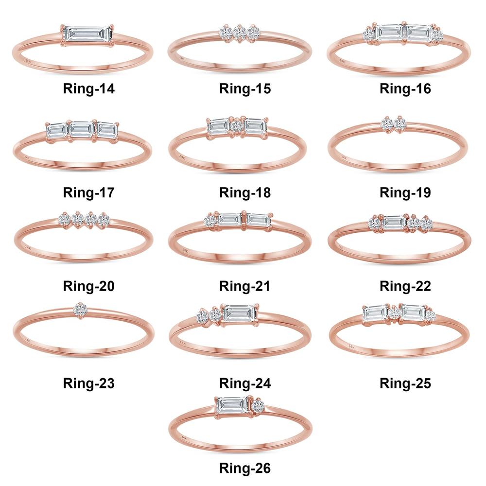 Baguette And Round Cut IGI Certified Lab Grown Diamond Set Of 26 PCS Engagement Promise Dainty Stacking Rings For Women In 14k Solid Gold (3.60 cttw)