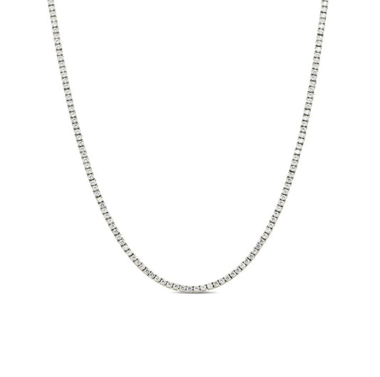 S.Silver 3mm CZ Tennis One Row Chain 4 Prong 18 Inch Necklace RP