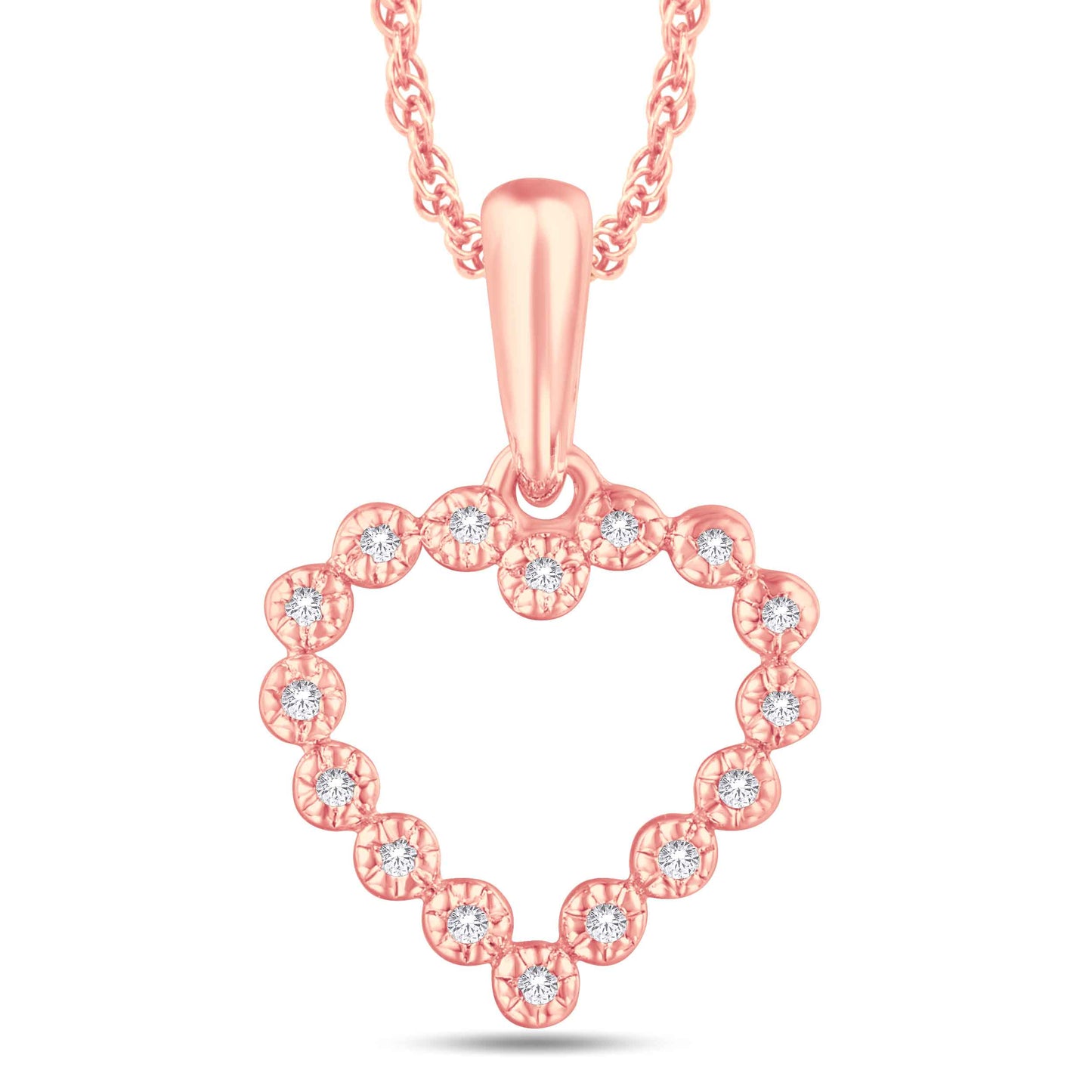 10 Karat Rose Gold 0.05 Carat Diamonds Heart Pendant-0825909-RG
