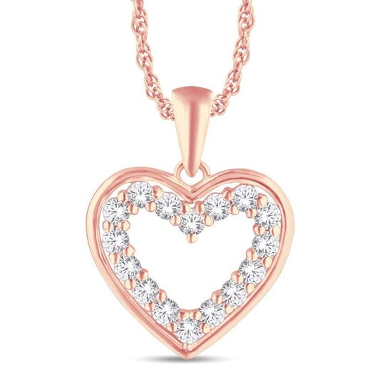 10 Karat All Rose Gold 0.25 Carat Diamonds Heart Pendant-0825979-ALR