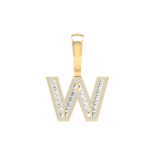 10 Karat Yellow Gold 0.62 Carat Diamonds Initial (W) Pendant-0827401-YG
