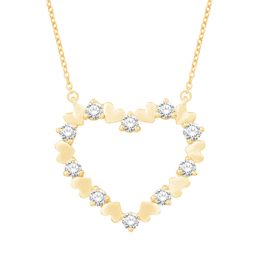 10 Karat Yellow Gold 0.50 Carat Diamonds Heart Pendant With Chain-0832306-YG