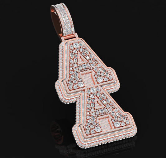 Custom Large Stone Mosaic Setting Vertical Style Pendant - (Deposit)