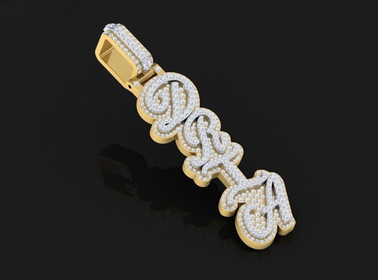 Custom Cursive Vertical Style Pendant - (Deposit)