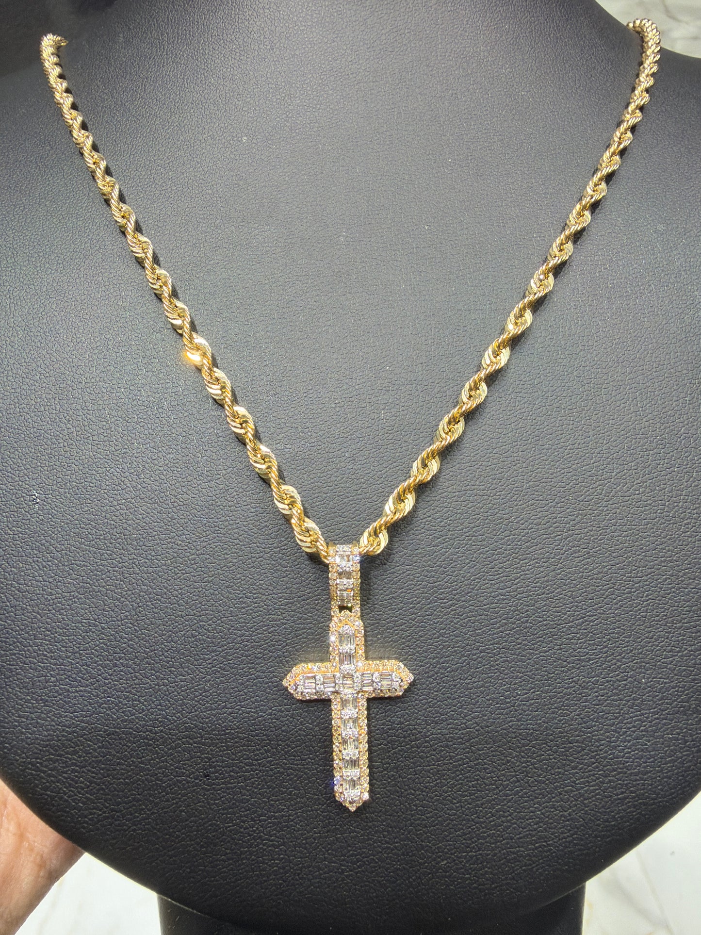 Cross Natural Diamonds Baguettes 10kt Yellow Gold Twotone