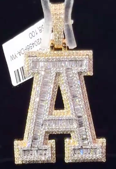 Letter Pendants A-Z 10kt Yellow and White Gold 1-2 CTs Diamonds 1”