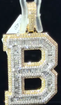 Letter Pendants A-Z 10kt Yellow and White Gold 1-2 CTs Diamonds 1”