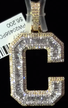 Letter Pendants A-Z 10kt Yellow and White Gold 1-2 CTs Diamonds 1”