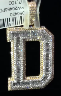 Letter Pendants A-Z 10kt Yellow and White Gold 1-2 CTs Diamonds 1”