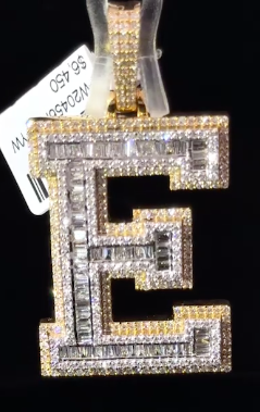 Letter Pendants A-Z 10kt Yellow and White Gold 1-2 CTs Diamonds 1”