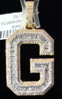 Letter Pendants A-Z 10kt Yellow and White Gold 1-2 CTs Diamonds 1”