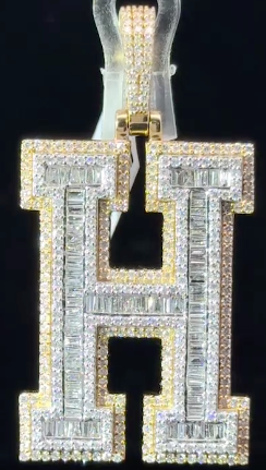 Letter Pendants A-Z 10kt Yellow and White Gold 1-2 CTs Diamonds 1”