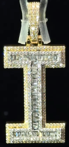 Letter Pendants A-Z 10kt Yellow and White Gold 1-2 CTs Diamonds 1”