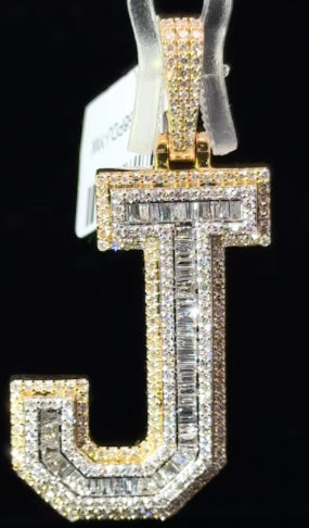 Letter Pendants A-Z 10kt Yellow and White Gold 1-2 CTs Diamonds 1”