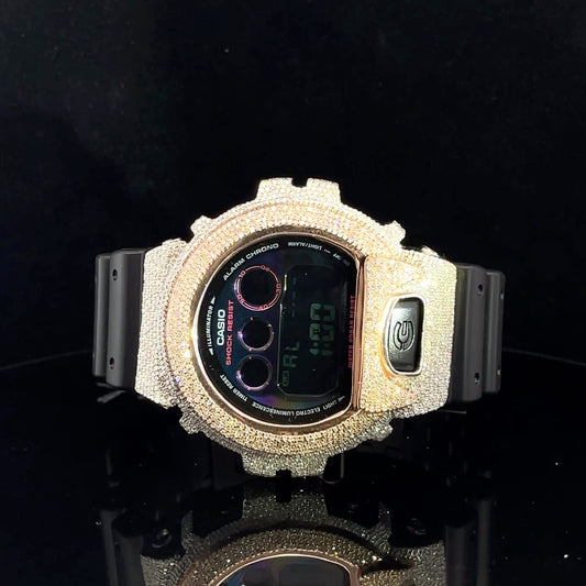Gshock Black Natural Diamonds 5 ct Rose and White Rhodium Casio 6900