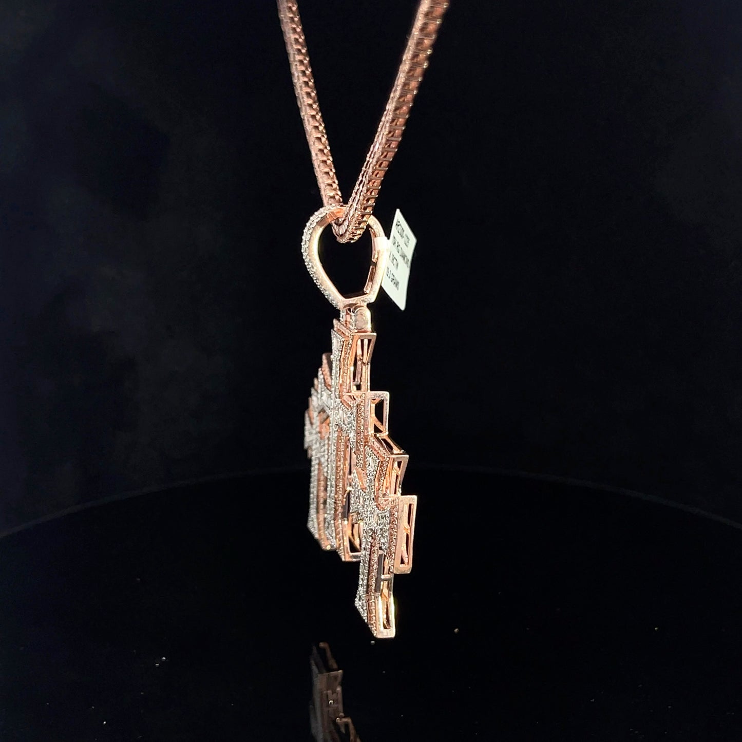 Triple Cross Natural Diamonds Baguettes 10kt Rose Gold Twotone