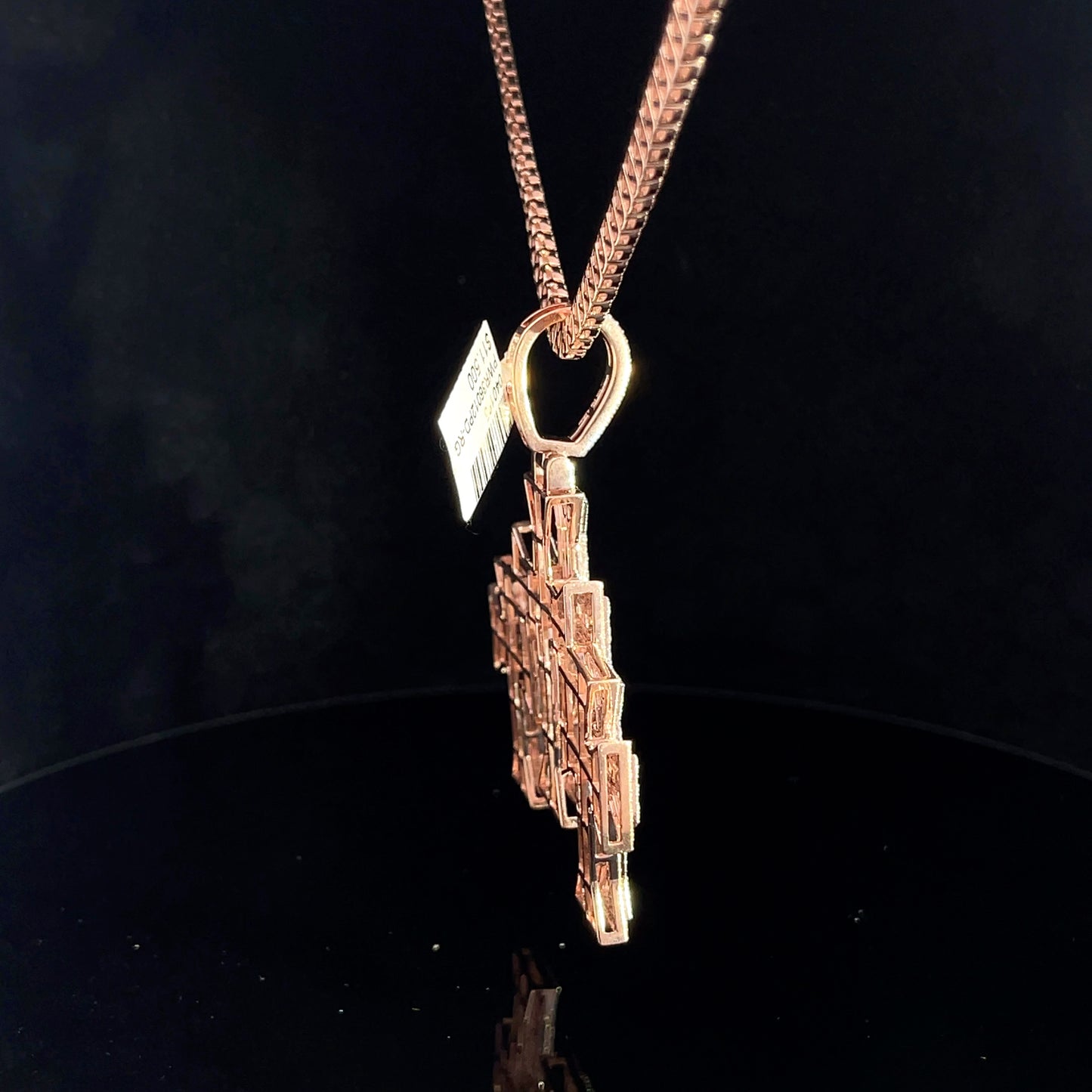 Triple Cross Natural Diamonds Baguettes 10kt Rose Gold Twotone